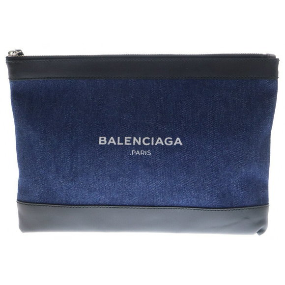 BALENCIAGA Navy Blue Clip Clutch Bag - Picture 1 of 6